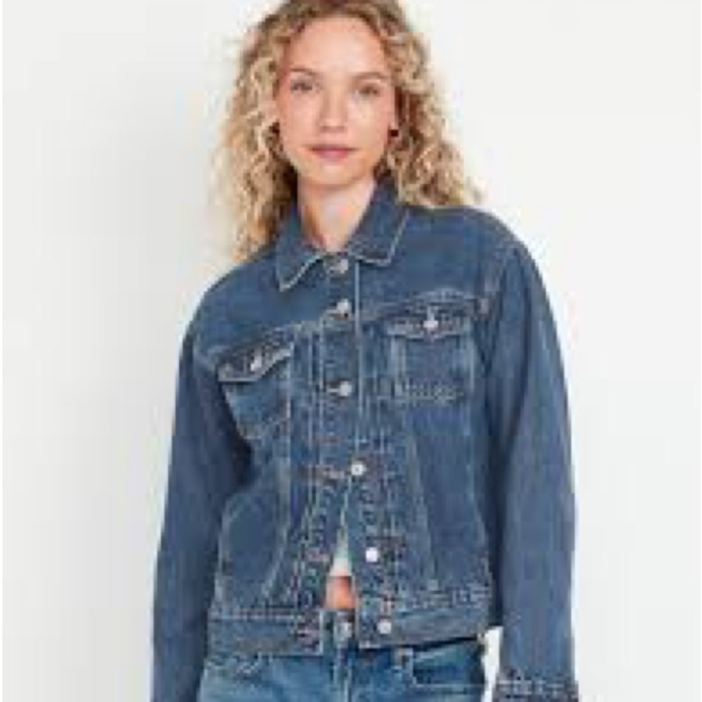 NWT Old Navy Women’s Classic Denim Blue Jean Jacket Button Front Size Small (P)
